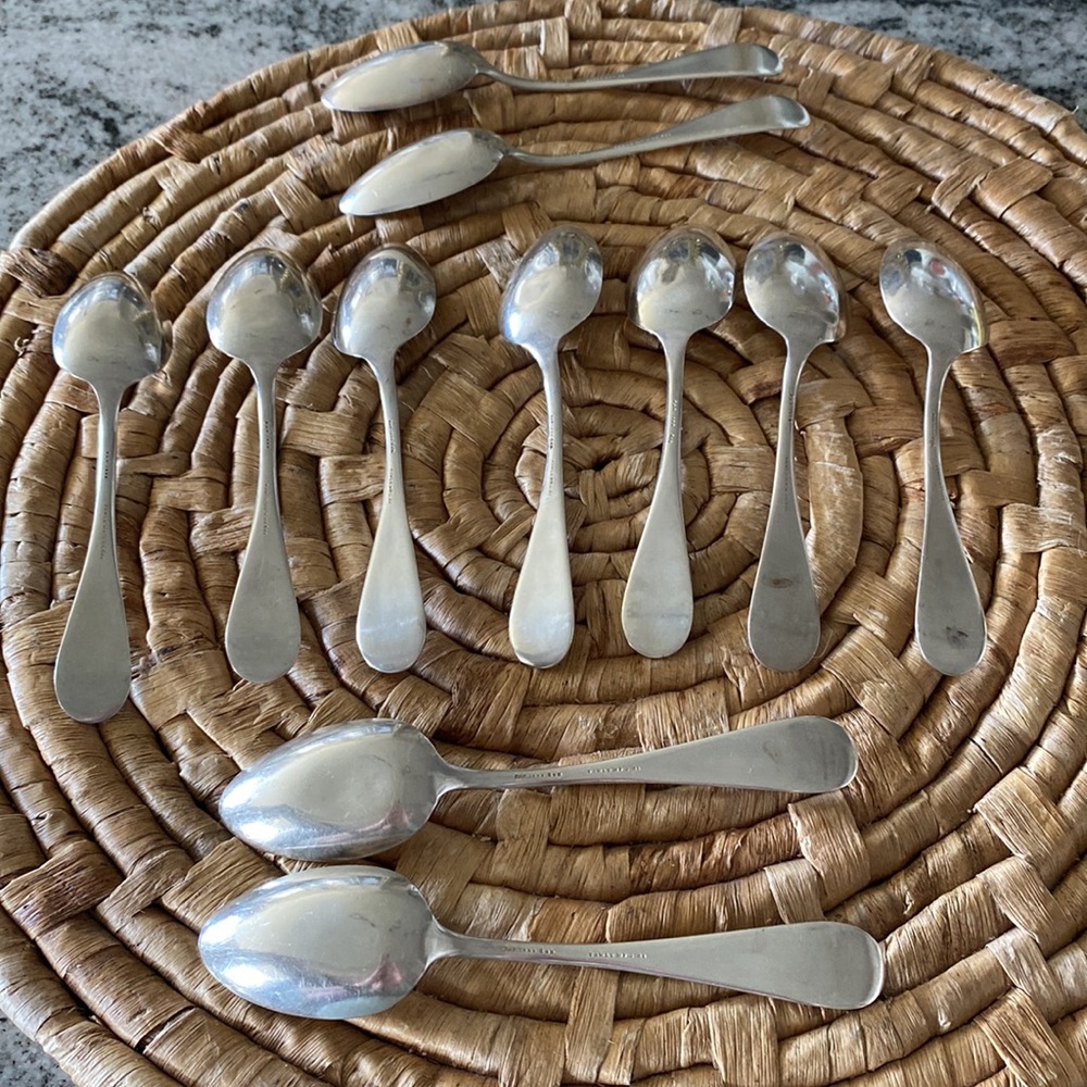 Antique Monogrammed Silver-Tone Teaspoons - Set of 11! - Picture 7 of 11